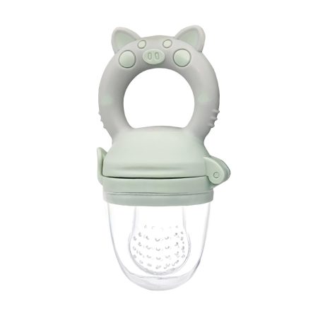 Suzeta pig pentru fructe si legume verde cu maner gri